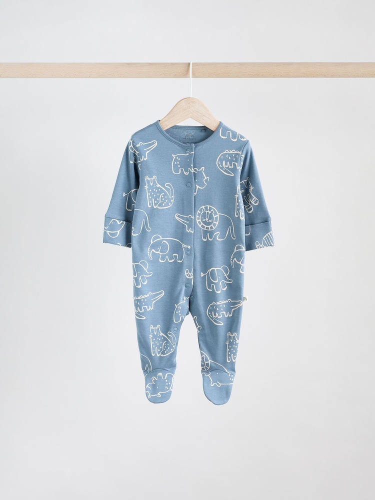 Brown/Blue Baby Sleepsuits 3 Pack (0mths-3yrs) - Image 3 of 12