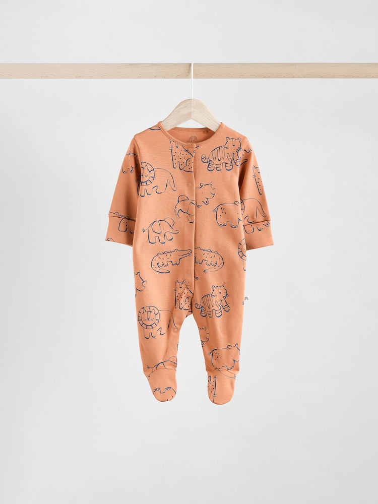 Brown/Blue Baby Sleepsuits 3 Pack (0mths-3yrs) - Image 4 of 12