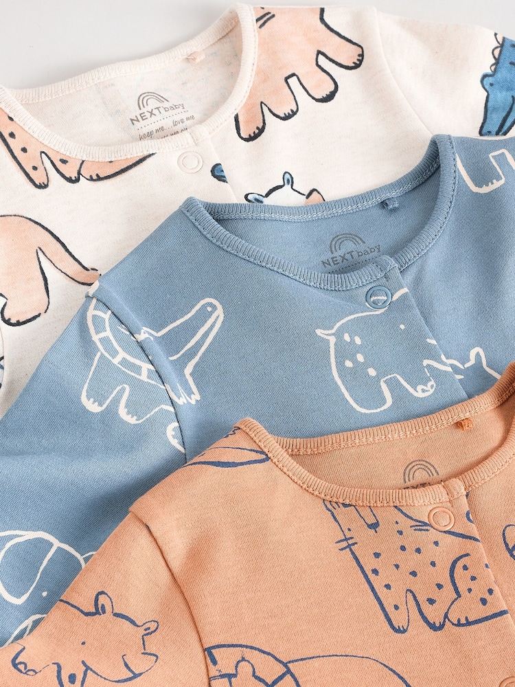 Brown/Blue Baby Sleepsuits 3 Pack (0mths-3yrs) - Image 8 of 12