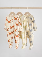 Multi Two Way Zip Baby Sleepsuits 3 Pack (0mths-2yrs) - Image 1 of 12