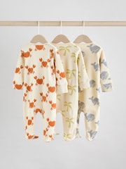 Multi Two Way Zip Baby Sleepsuits 3 Pack (0mths-2yrs) - Image 2 of 12