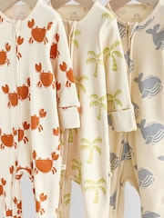 Multi Two Way Zip Baby Sleepsuits 3 Pack (0mths-2yrs) - Image 7 of 12
