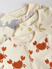 Multi Two Way Zip Baby Sleepsuits 3 Pack (0mths-2yrs) - Image 8 of 12