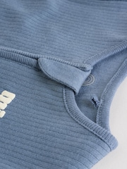 Blue 3 Pack Baby Slogan 100% Cotton Sleepsuits (0mths-2yrs) - Image 15 of 18