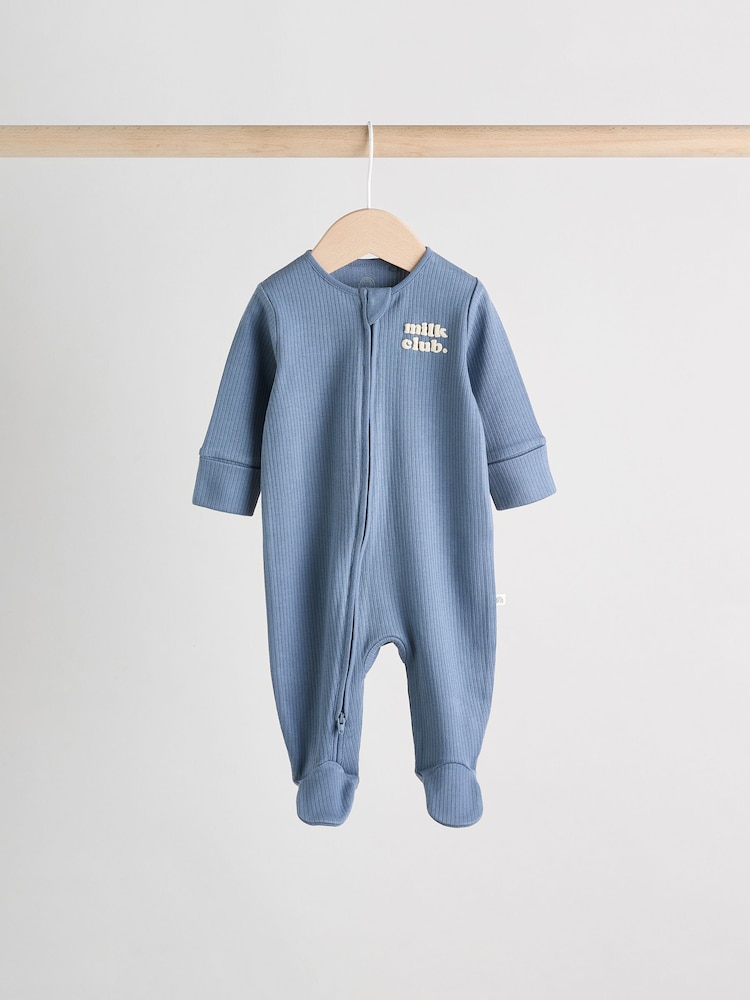 Blue Baby Slogan Sleepsuits 3 Pack (0-2yrs) - Image 3 of 18