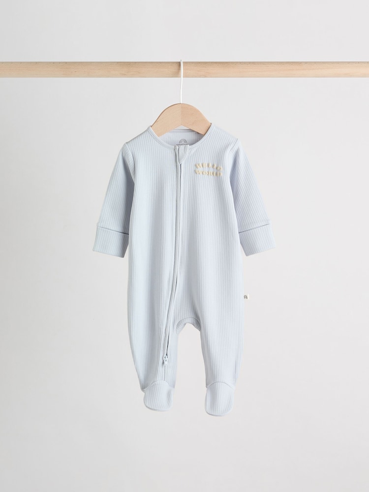 Blue Baby Slogan Sleepsuits 3 Pack (0-2yrs) - Image 5 of 18
