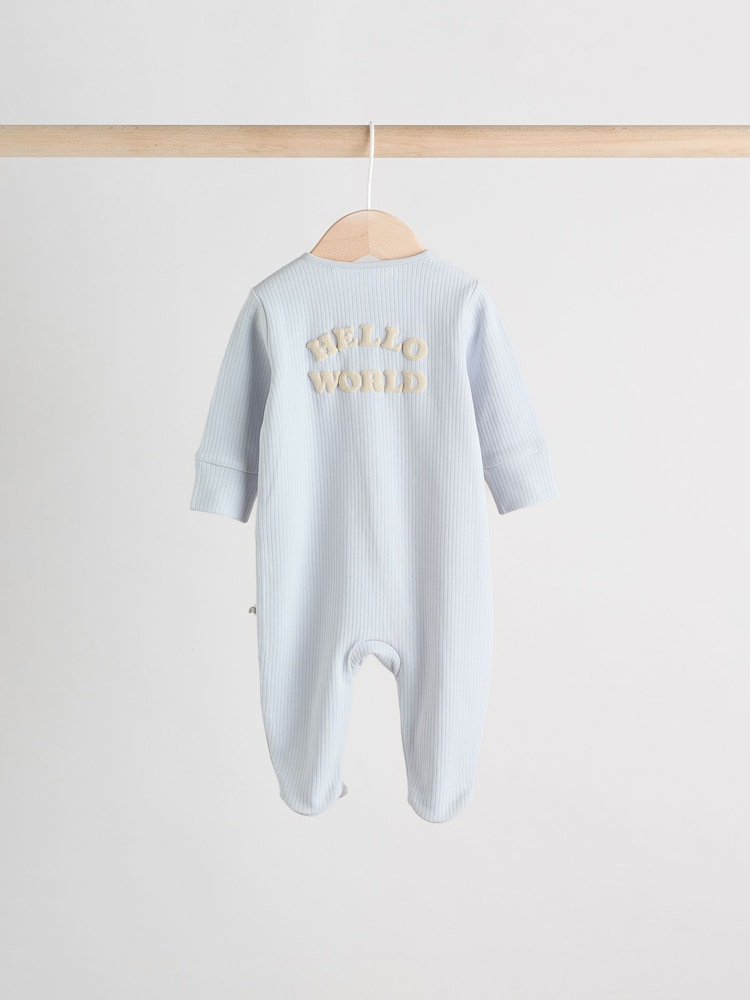Blue Baby Slogan Sleepsuits 3 Pack (0-2yrs) - Image 8 of 18