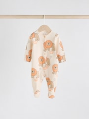 Multi 4 Pack Animal Baby 100% Cotton Sleepsuits (0mths-2yrs) - Image 3 of 13