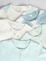 Sage Green 100% Cotton Two Way Zip Baby Sleepsuits 5 Pack (0mths-2yrs) - Image 10 of 15