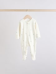 Sage Green 100% Cotton Two Way Zip Baby Sleepsuits 5 Pack (0mths-2yrs) - Image 4 of 15