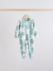 Sage Green 100% Cotton Two Way Zip Baby Sleepsuits 5 Pack (0mths-2yrs) - Image 5 of 15