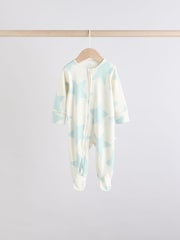 Sage Green 100% Cotton Two Way Zip Baby Sleepsuits 5 Pack (0mths-2yrs) - Image 6 of 15