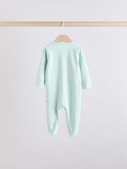 Sage Green 100% Cotton Two Way Zip Baby Sleepsuits 5 Pack (0mths-2yrs) - Image 8 of 15