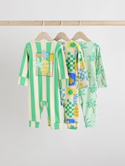 Grün - Helle Baby-Schlafanzüge mit Ananas-Motiv im 3er-Pack (0M.–3J.) - Bild 2 von 12