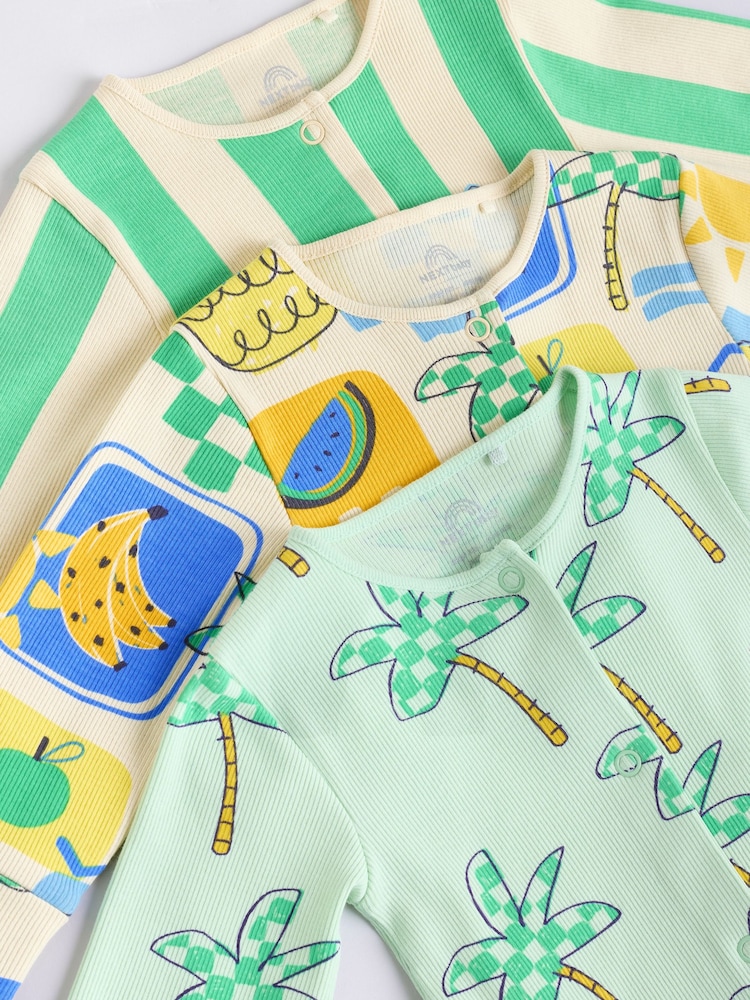 Groen - Verpakking van 3 felgekleurde baby ananas babypyjama's (0 mnd - 3 jr) - Image 8 of 12