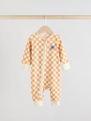 Navy/Camel Baby Two Way Zip Footless 100% Cotton Sleepsuits 3 Pack (0mths-3yrs) - Image 4 of 13