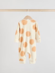 Navy/Camel Baby Two Way Zip Footless 100% Cotton Sleepsuits 3 Pack (0mths-3yrs) - Image 6 of 13