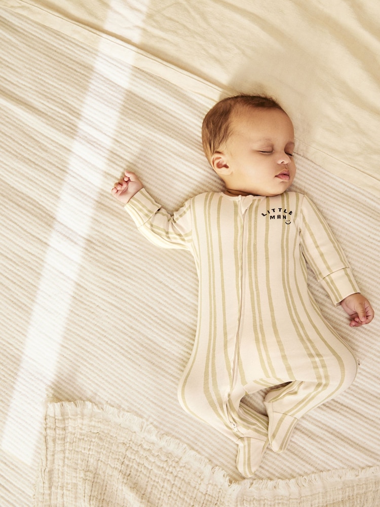 Ecru/Green Little Man Baby Sleepsuit (0mths-2yrs) - Image 1 of 12