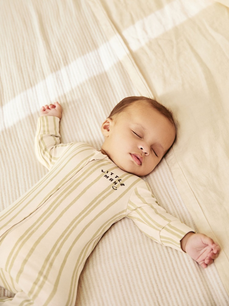 Ecru/Green Little Man Baby Sleepsuit (0mths-2yrs) - Image 2 of 12