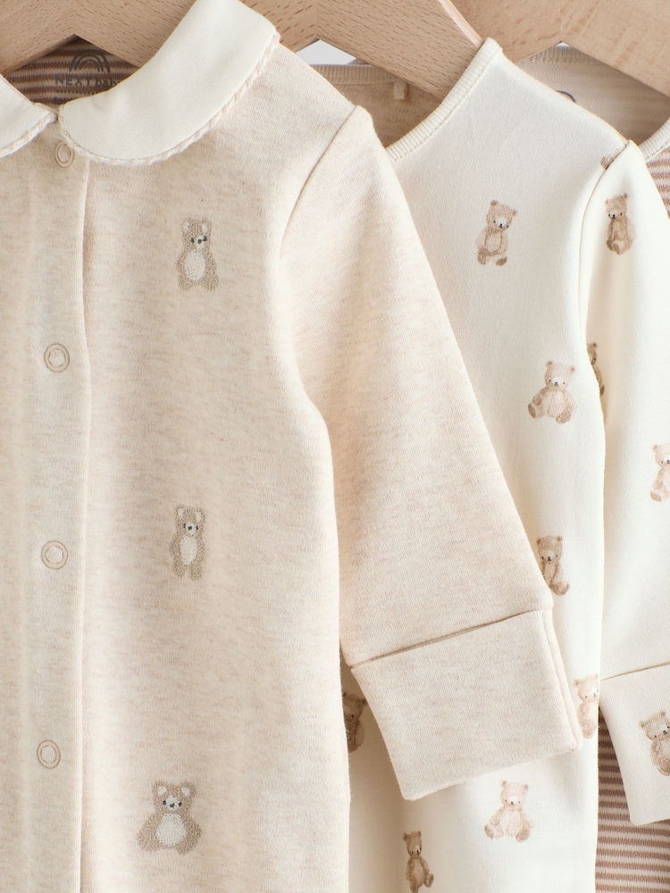 Neutral Baby Embroidered Sleepsuits 3 Pack (0-2yrs) - Image 7 of 12
