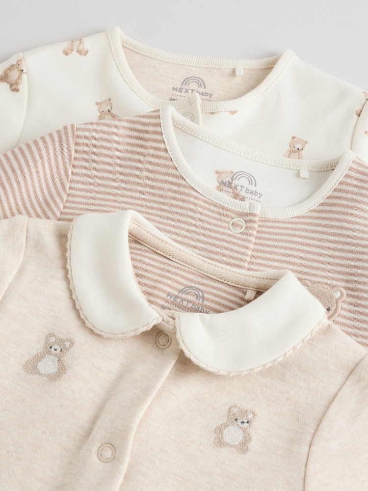 Neutral Baby Embroidered Sleepsuits 3 Pack (0-2yrs) - Image 8 of 12