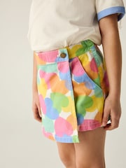 Little Bird by Jools Oliver Multi Rainbow Confetti Heart Twill 100% Cotton Skort - Image 1 of 7