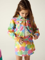 Little Bird by Jools Oliver Multi Rainbow Confetti Heart Twill 100% Cotton Skort - Image 2 of 7