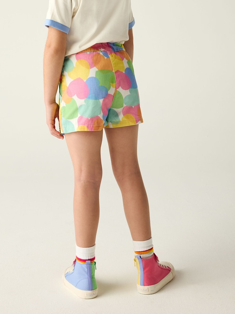 Little Bird by Jools Oliver Rainbow Confetti Heart Twill 100% Cotton Skort - Image 3 of 7