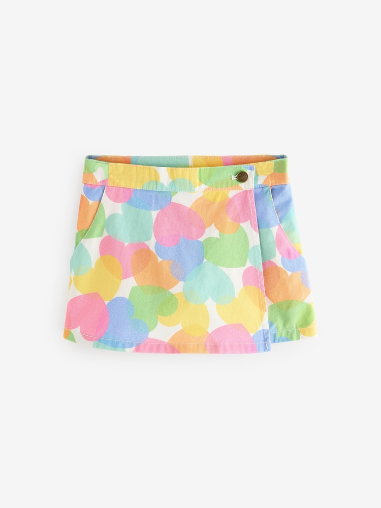 Little Bird by Jools Oliver Rainbow Confetti Heart Twill 100% Cotton Skort - Image 4 of 7