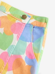 Little Bird by Jools Oliver Multi Rainbow Confetti Heart Twill 100% Cotton Skort - Image 6 of 7