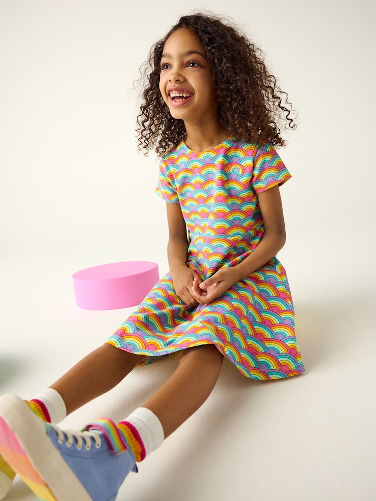 Rose/Violet - Robe patineuse Little Bird by Jools Oliver multicolore à manches courtes - Image 3 of 7