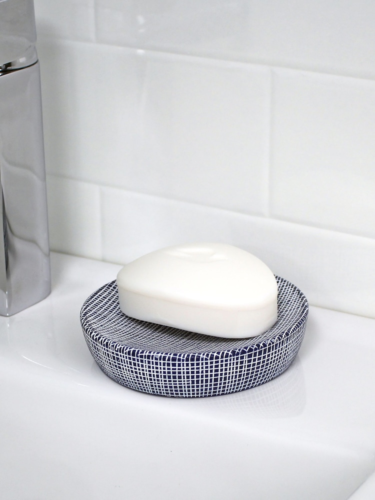 Showerdrape Navy Denim Collection Soap Dish - Image 2 of 3 Showerdrape Navy Denim Collection Soap Dish - Image 2 of 3
