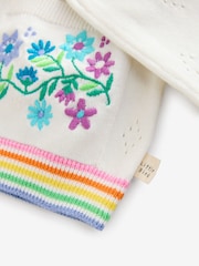 Little Bird by Jools Oliver White Floral Embroidered Pointelle 100% Cotton Cardigan - Image 7 of 7
