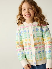 Little Bird by Jools Oliver White Floral Knitted Cardigan - Image 5 of 7