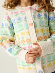 Little Bird by Jools Oliver White Floral Knitted Cardigan - Image 6 of 7