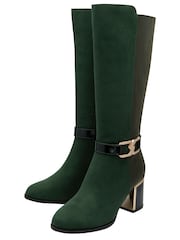 Lotus Green Heeled Knee High Boots - Image 2 of 4