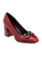 Lotus Red Block Heel Court Shoes - Image 1 of 4