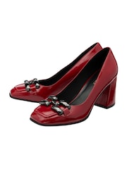 Lotus Red Block Heel Court Shoes - Image 2 of 4