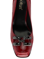 Lotus Red Block Heel Court Shoes - Image 4 of 4
