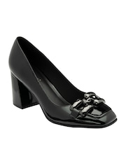Lotus Black Block Heel Court Shoes - Image 1 of 4