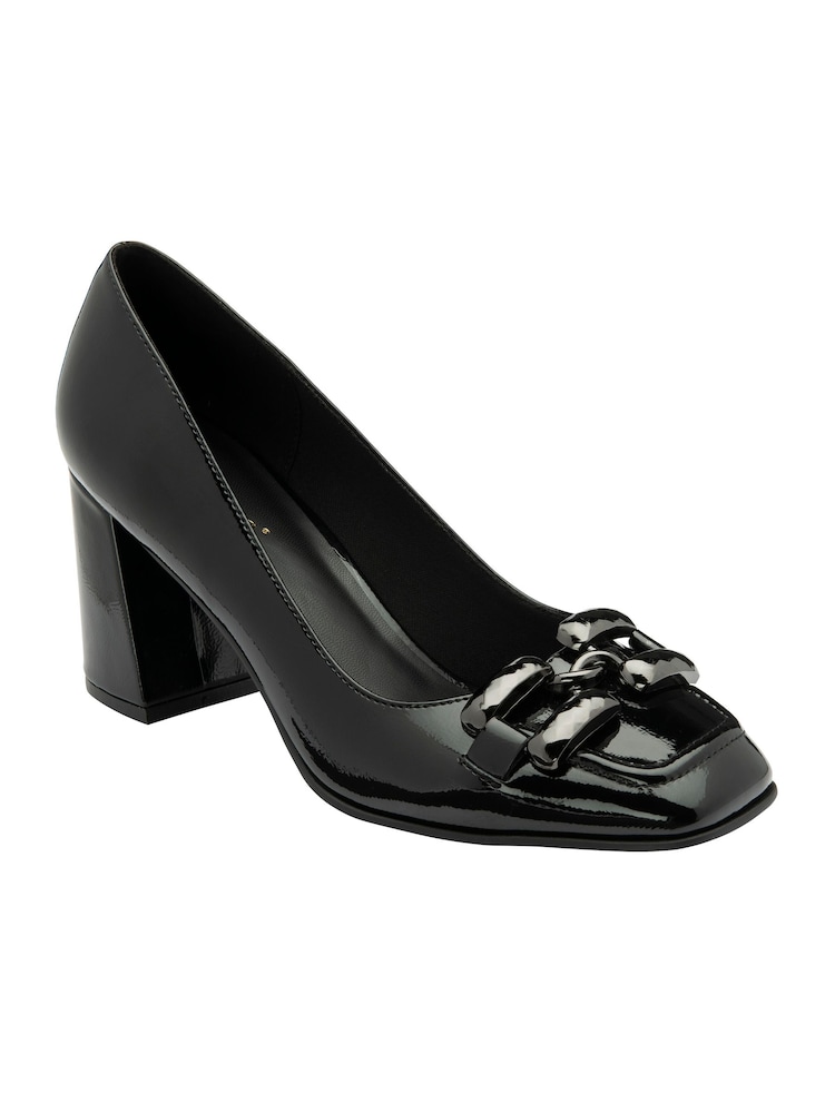 Lotus Black Block Heel Court Shoes - Image 1 of 4