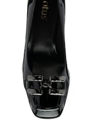 Lotus Black Block Heel Court Shoes - Image 4 of 4