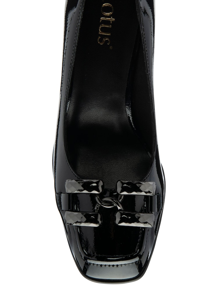 Lotus Black Block Heel Court Shoes - Image 4 of 4