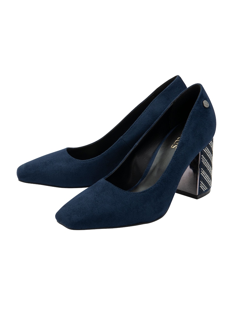 Lotus Blue Block Heel Court Shoes - Image 2 of 4