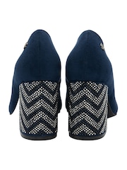 Lotus Blue Block Heel Court Shoes - Image 3 of 4