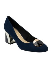 Lotus Blue Block Heel Court Shoes - Image 1 of 4