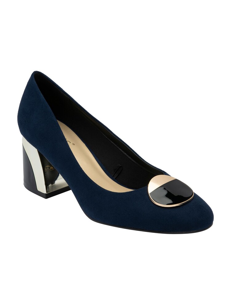 Lotus Blue Block Heel Court Shoes - Image 1 of 4