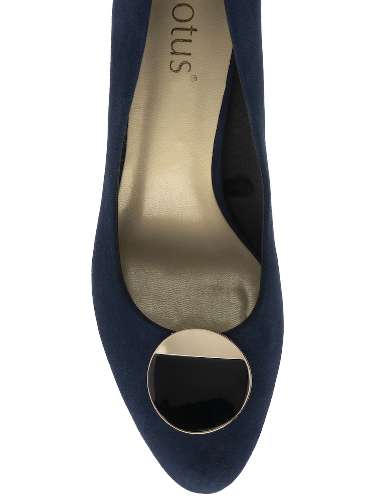 Lotus Blue Block Heel Court Shoes - Image 4 of 4