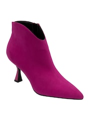 Lotus Pink Kitten Heel Zip Up Ankle Boots - Image 1 of 4
