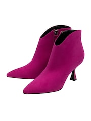 Lotus Pink Kitten Heel Zip Up Ankle Boots - Image 2 of 4